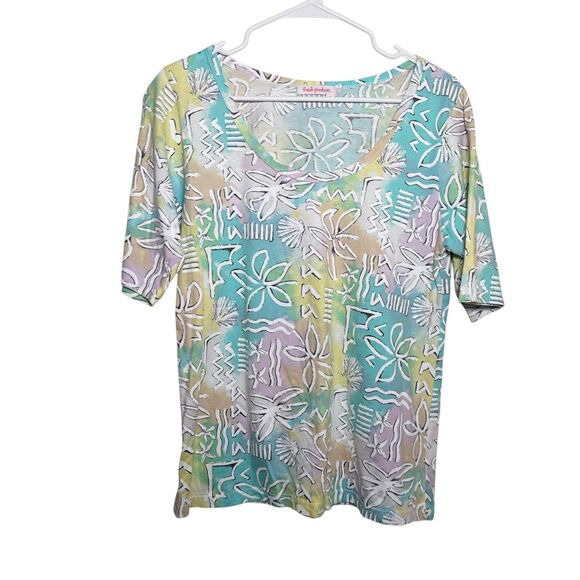 Fresh Produce T-Shirt Women's Medium Colorful Floral Short Sleeve Printed Top - Picture 1 of 9